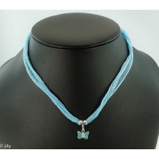 Butterfly (blue) mit Seidenarmband/Halskette 